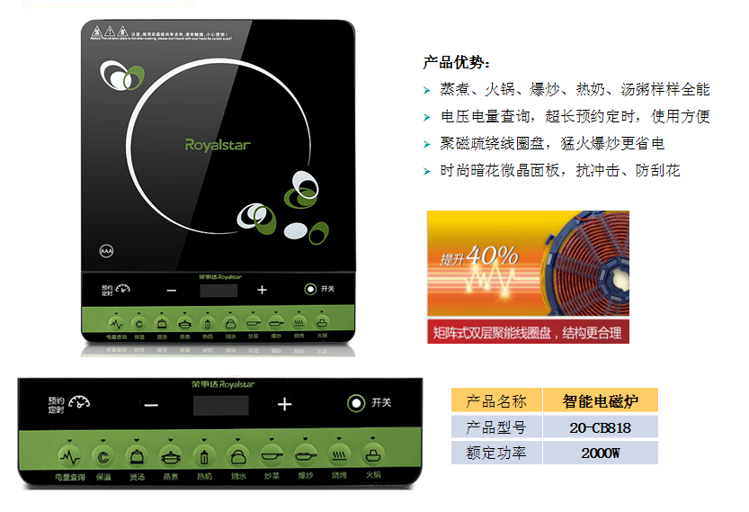 荣事达智能电磁炉20-CB818  价格208元