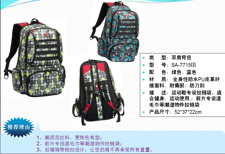 swissgear瑞士军刀双肩背包SA-7715Ⅲ  价格：239元